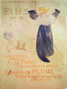 "Elles" -esityksenä vuoden 1896 näyttelyyn La Plume, 31 rue Bonaparte, Paris 22. huhtikuuta alkaen. Painokset G Pellet, 9 quai Voltaire, Paris, 1896 (Crayon, harja ja roiske litografia painettu fou